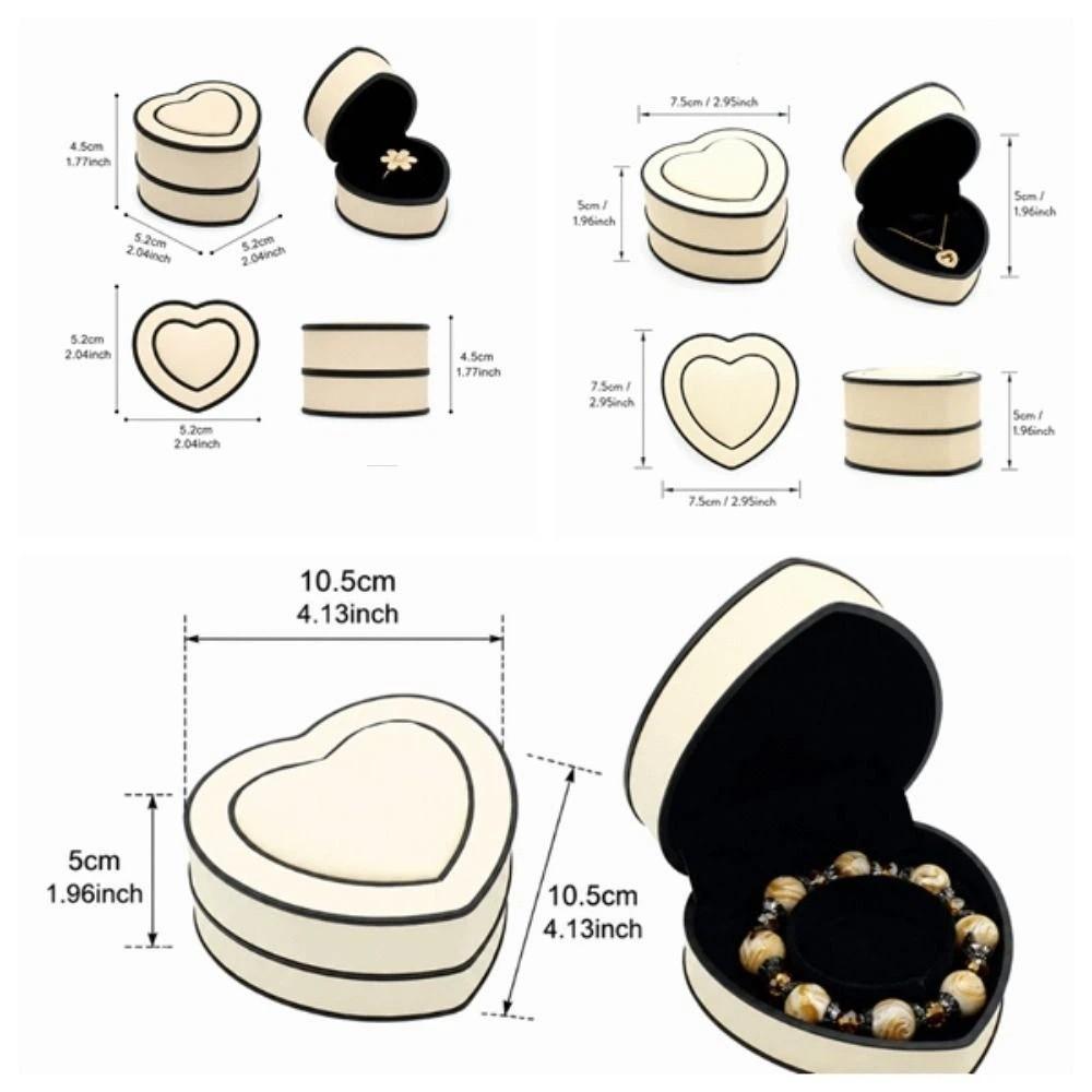 Solid-color Surface Jewelry Box Heart-shaped PU Leather Box Gift Packaging Box  Holiday Presents