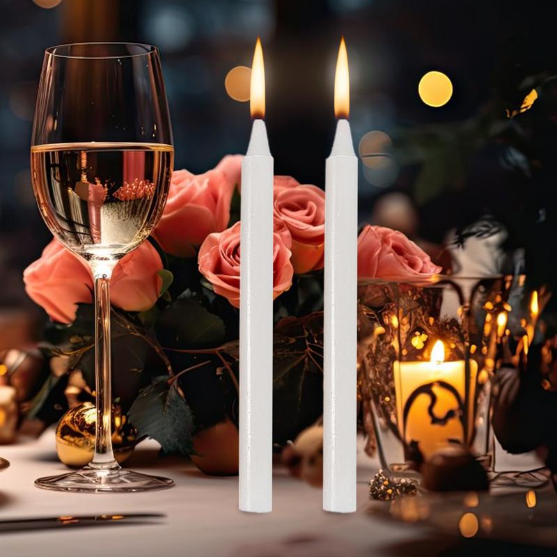 Taper Candles 10X Natural Wax Unscented Candle Survival Supplies Short Taper Candles Household for Wedding Blessing Celebrations