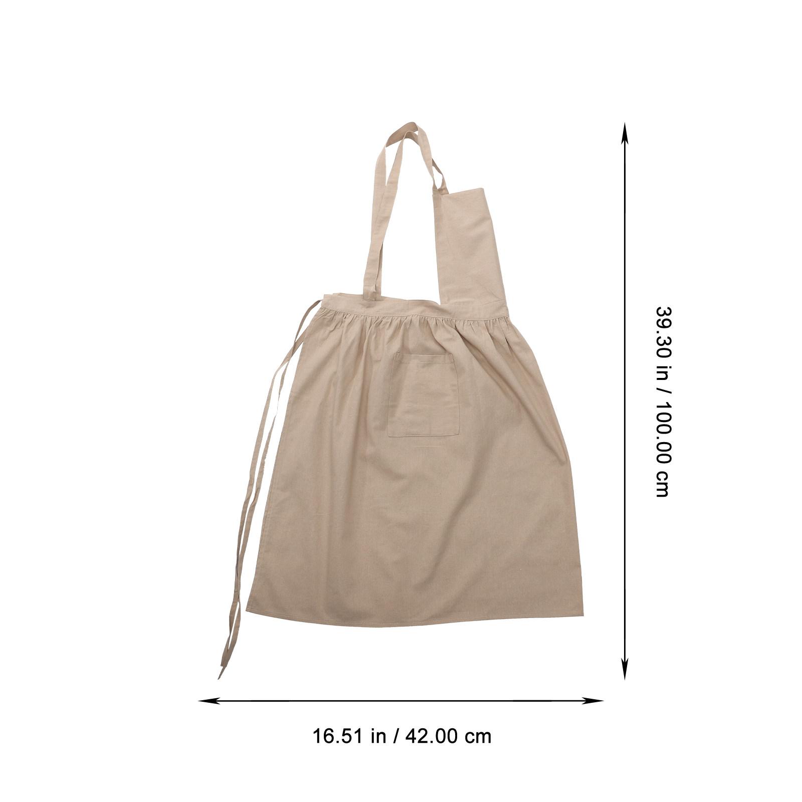 

Cotton Linen Apron Stylish Vest Dress Simple Dirt Proof Apron for Cooking Baking Cafe Shop Restaurant Household Use бежевый