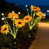 Solar Sunflower Garden Light, Waterproof Outdoor Lawn Lamp with Firefly LED Lights, Automatic On/Off Solar Powered Landscape Lamp Patio Walkway
