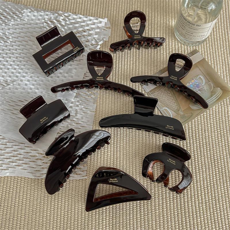 2024 High-End Korean French Chocolate Acetate Hair Claw for Women