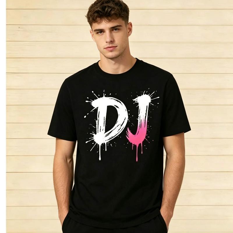 Unisex DJ Splash Paint Print T Shirt Unisex Unisex Casual Oneck Short Sleeve Summer Hip Hop Streetwear Tees Black White