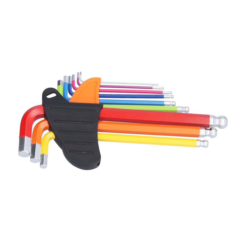 9 Stück Innensechskantschlüssel Kugelende Bunt Langer Arm Metallschlüssel Werkzeugset für Wartung Reparatur