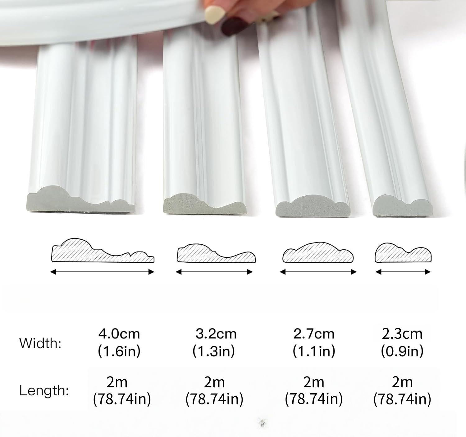 

1pc Peel and Stick Wall Molding Kit,Premade Self Adhesive Wainscoting Panels,Ready to Assemble Accent Molding Trim for Interior 2.3cmx2m белый