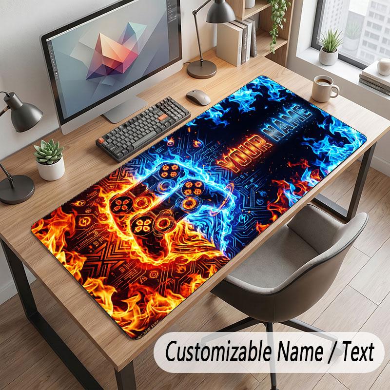 Game Controller Theme Customized Mouse Pad Personalized Print Name Text Desk Mat For Home Office Table Decor