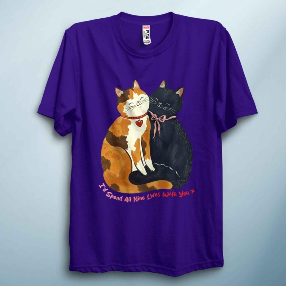 9 Lives Cat T Shirt Funny Valentine Love Tee Unisex Cute Cat Gift