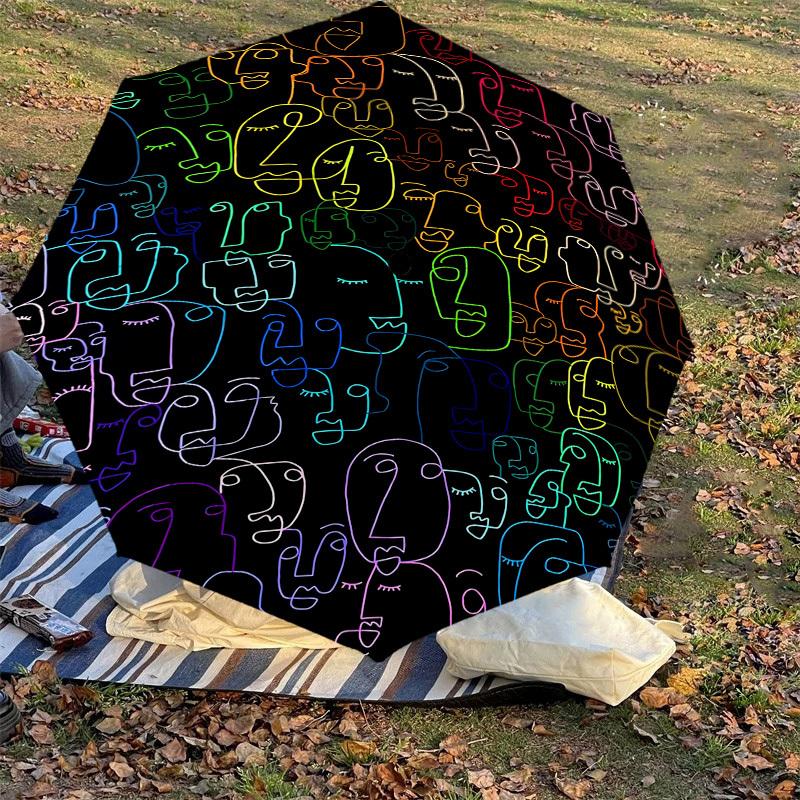 1pc faces art Automatic Open/Close Umbrella with Windproof, 8-Rib Sturdy Canopy, Durable Ribs, Fashionable Design1136A
