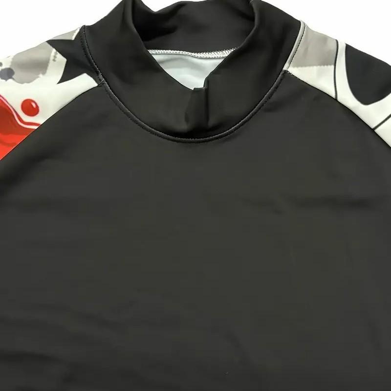 Mens Long Sleeve Rash Guard With Unique Print UV Protection Surfing Outdoor Activities