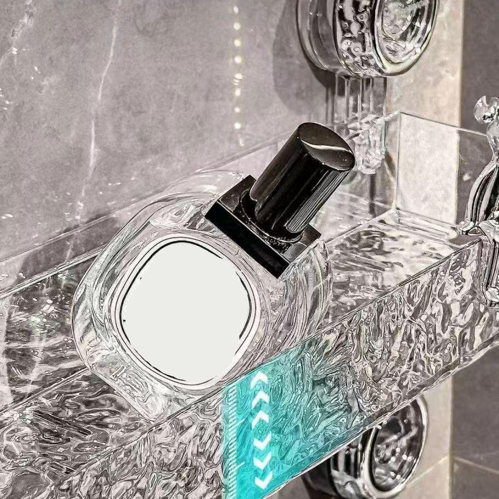 Waterproof Suction Cup Storage Rack Transparent No-Drill Wall-Mounted Shelf Rack Easy Install Removable Bathroom Storage Holder