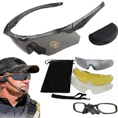 Lunettes de combat tactiques pour hommes - Lunettes de tir - Lentille de rechange en polycarbonate 3 couleurs - Sélection multiple