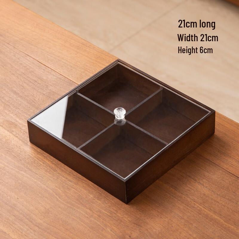 MOLUONA Wooden Divided Snack Tray with Lid