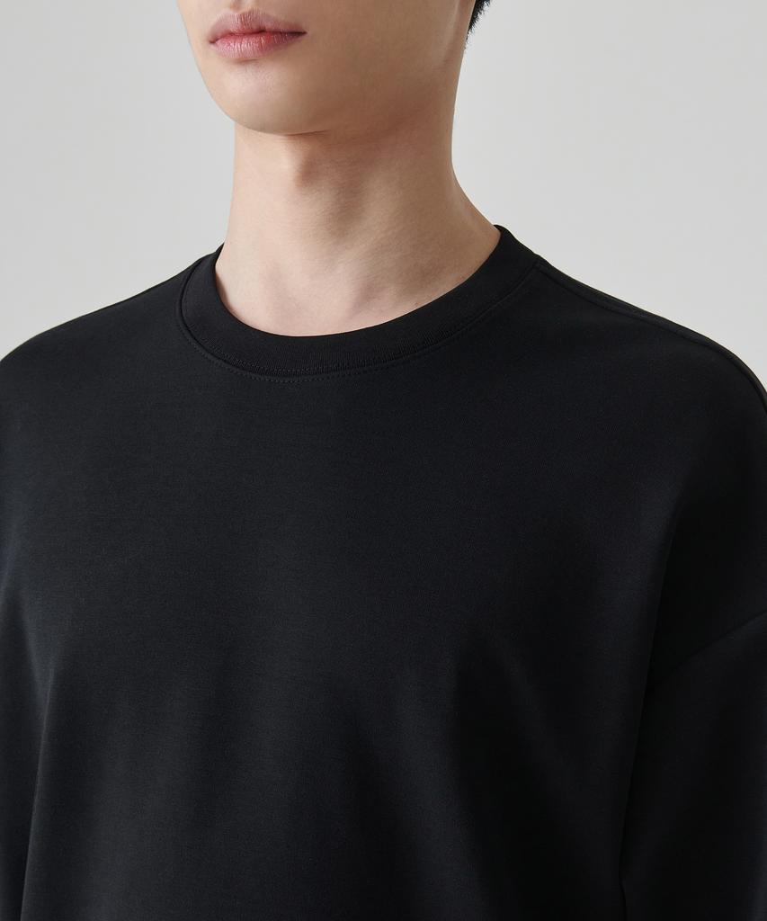 MUSINSA STANDARD Flat Terry Oversized Double Layer Sweatshirt [Black]