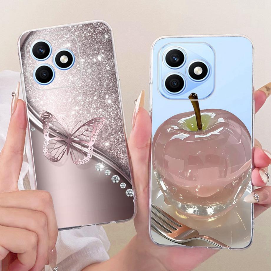 For Honor X8D 4G 2025 Phone Case Soft Transparent Silicone Back Cover Butterfly Dragon Cat Floral Painting Bumper Funda