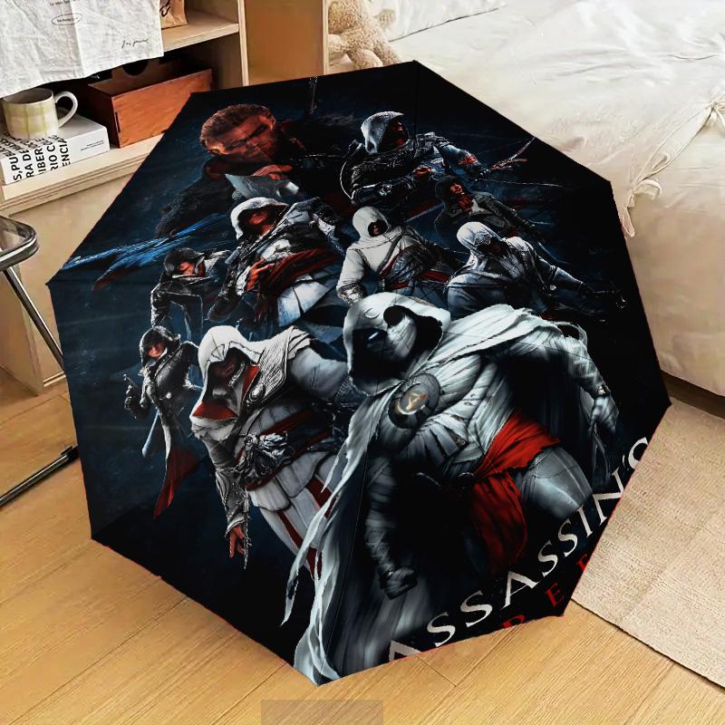 1PC Assassin Automatic Folding Umbrella 8-Rib Travel Umbrella with Auto Portable Case, Ideal Gift for Birthdays