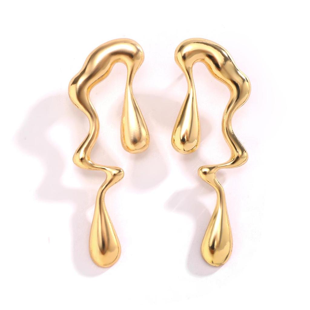 Liquid Metal Alloy Water Drop Earrings: Sweet & Cool European-American Geometric Design