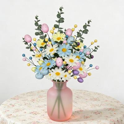 Easter Egg Stems Spring Artificial Floral Picks Simulated Foam Egg Branch For Home Vase Filler Table Centerpiece Easter Ornament