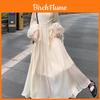 Minimalist Spring Korean Style Long Sleeve Dress With Mandarin Collar For Casual Wear