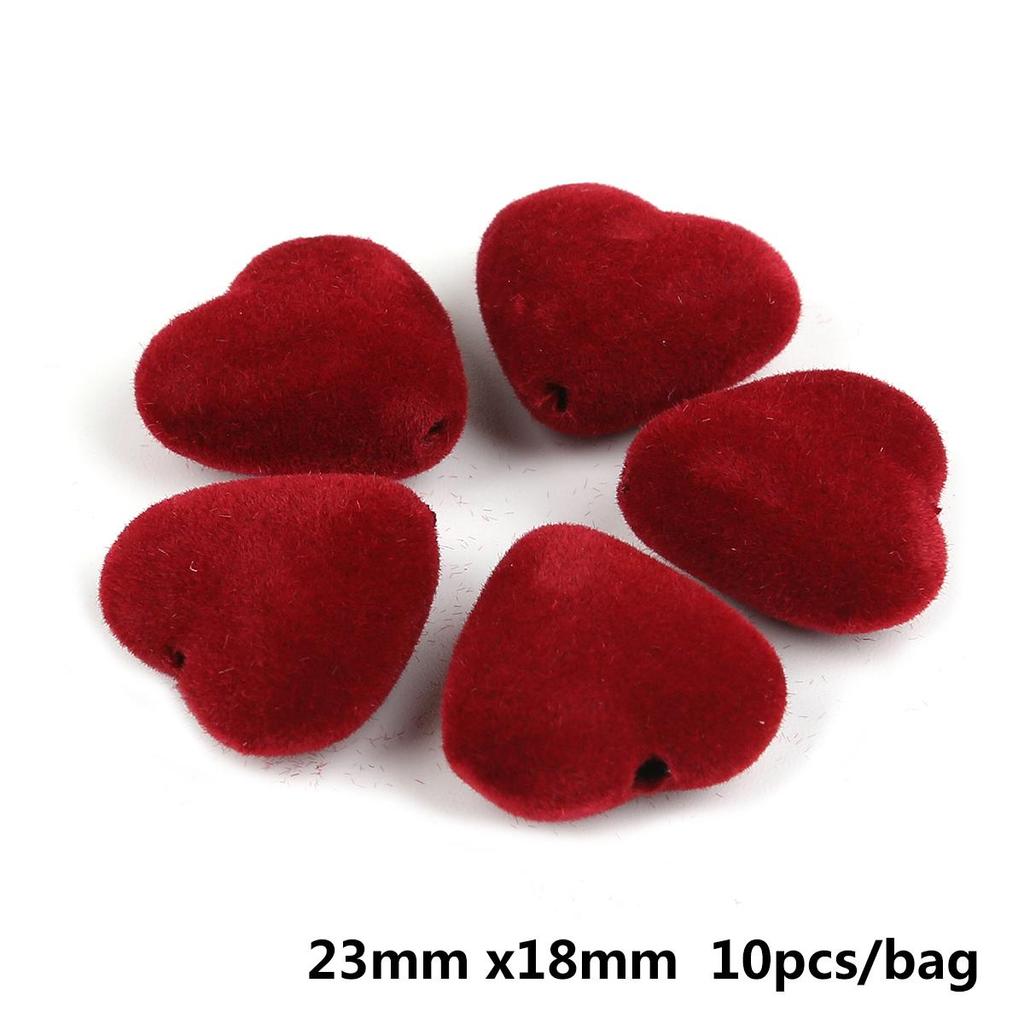 10/20Pcs Acrylic Velvet Heart-shaped Pendant Charm For Jewelry Making DIY Earring Accessories