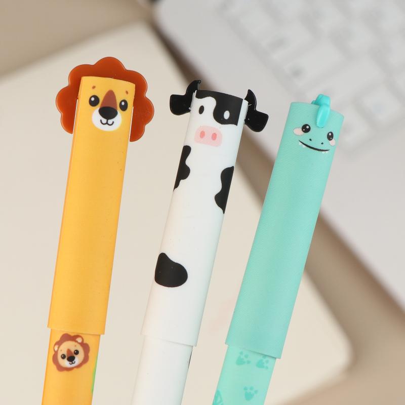 8 ks kreslených zvířecích gumovacích gelových per 0,5 mm barevné kuličková pera hladké psaní pro kancelářské školní psací potřeby