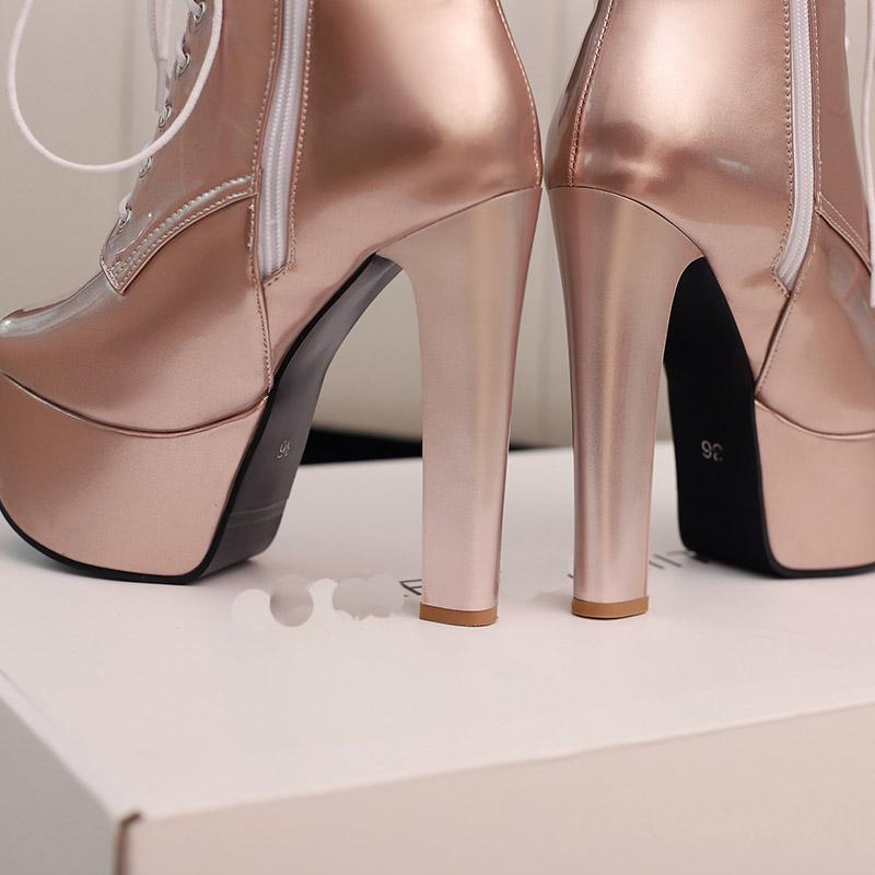 Women's high-heeled cool boots, sexy European and American style waterproof platform thick heel large size fish mouth shoes