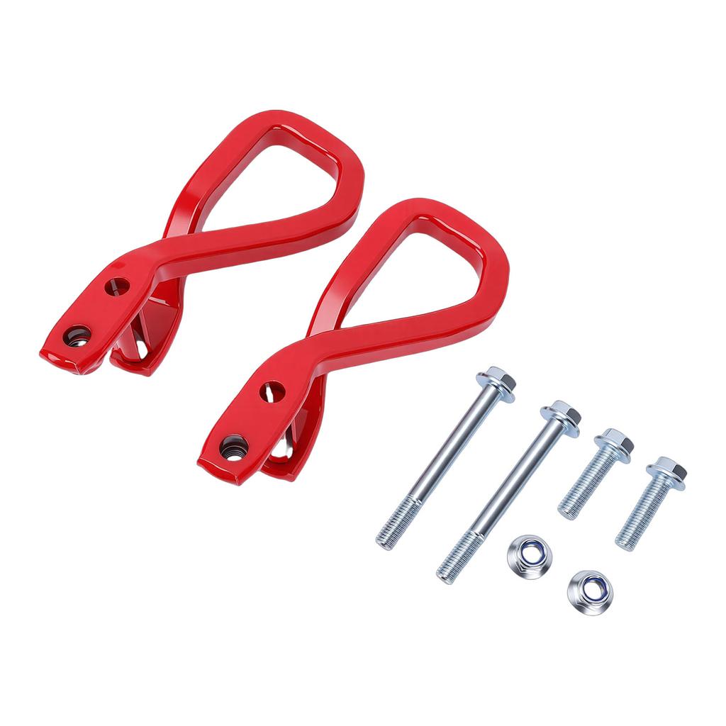 2 Pcs Front Tow Hook 84280203 Red Heavy Duty Steel Front Lower Bumper Trailer Ring with Bolts and Nuts