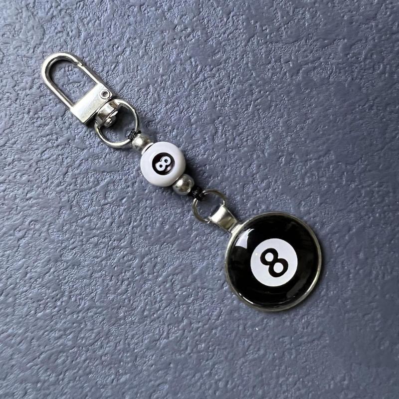 Smiling Face Dice 8 Ball Charm Keyring Backpack Decoration Handmade Pendant Keyring Fashion Bag Charm Fashion Keychain