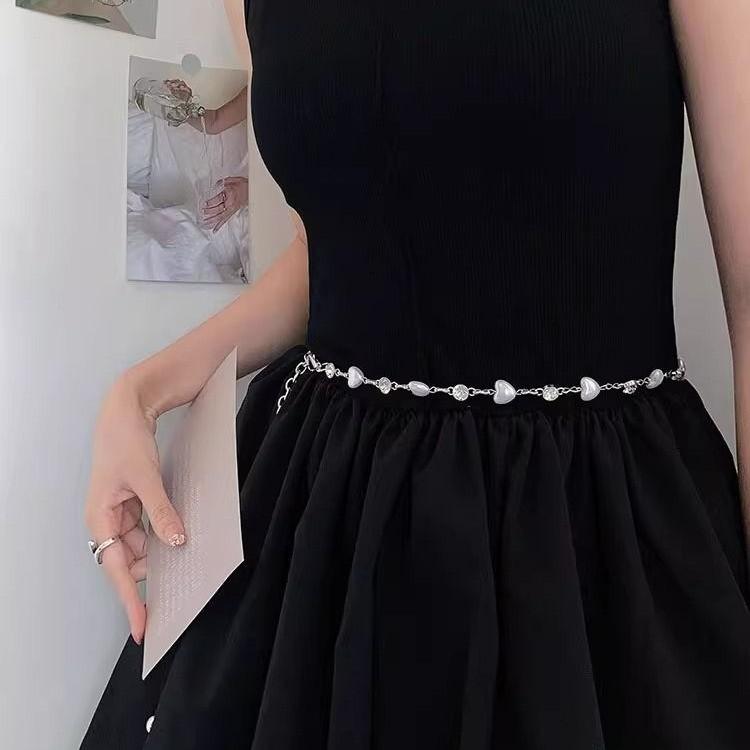 Womens Summer Pearl Waist Chain With Heart Design And Water Drilled Accents For Casual Dress Casual Wear