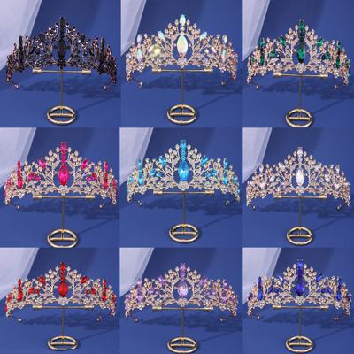 Barock Vintage Prinzessin Königin Braut Krone Kopfbedeckung Kristall Tiara Für Frauen Hochzeit Krone Haar Kleid Zubehör Schmuck