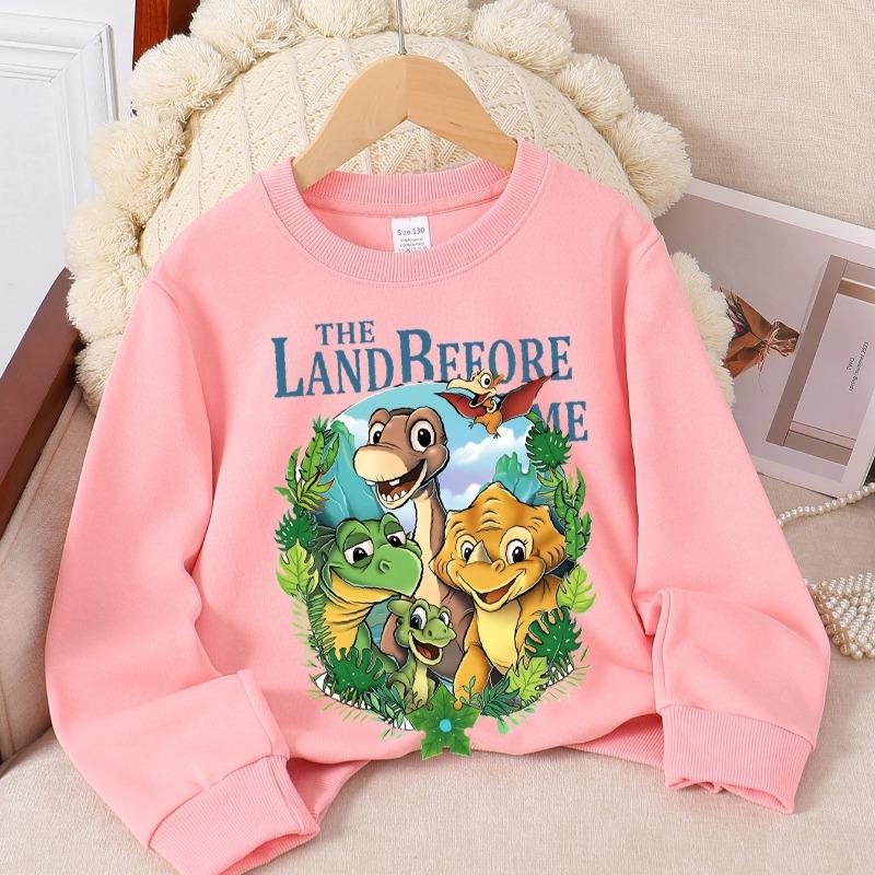 Kinder Crewneck Longsleeve Sweatshirt, Dinosaurus Avontuur Jungle Prehistorische Vrienden Print