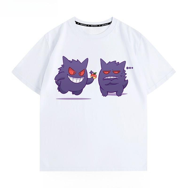 

Pokémon Peripheral Clothes Gengar Cartoon Couple Wear Short-sleeved Top Men and Women Summer Animation Peripheral T-shirt S