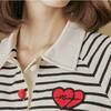 Maxza HearT Wappen STriped ShirT Collar T ShirT ze04qT607na