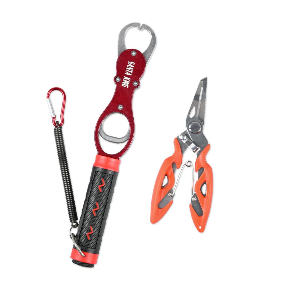 Fish Grip and Fishing Pliers Kit -Cutter Plier Scissor Fish Gripper Plier Set Nipper Pincer Snip Fishing Lure Lipgrip Accessory
