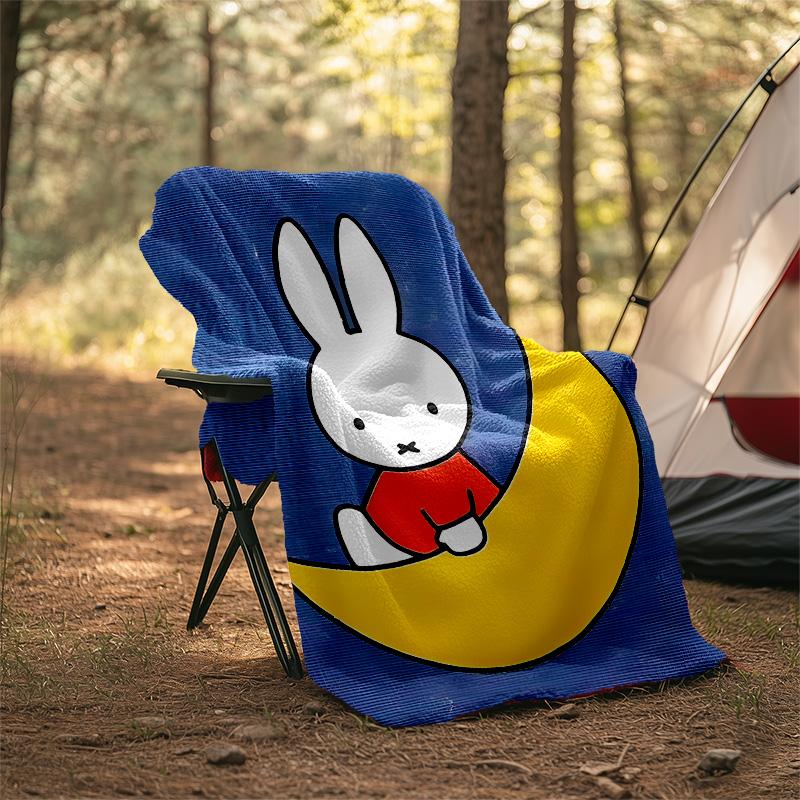 1pc Miffy2 Theme Blanket - Digital Print, Polyester, Cozy for All Seasons, Perfect for Outdoor, Camping, and Travel