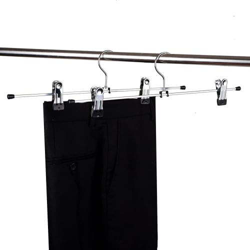 YEDUEO Non-Slip, Damage-Resistant Hangers for Pants and Skirts, Heavy-Duty Clothes Drying Hangers with Strong Clips, Multi-Function Hangers, Black, 20
