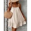 Dámské letní evropské a americké šaty s volánovým spodním dílem na ramínka bez rukávů ležérní krátké šaty