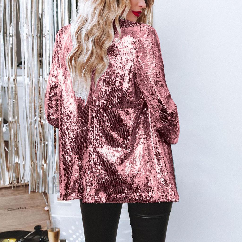 Blazer da Donna con Paillettes, Rever a Tacca e Manica a 3/4