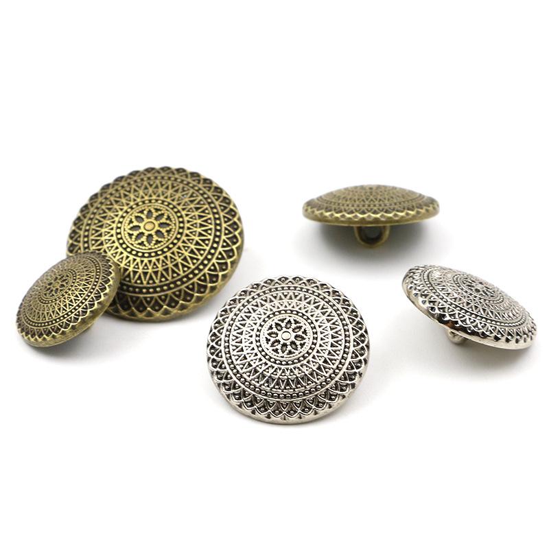 10 uds Botones Metálicos con Caña de Patrón Vintage para Abrigo Chaqueta Cortavientos Decorativos para Ropa Botones DIY Suministros de Costura y Tejido