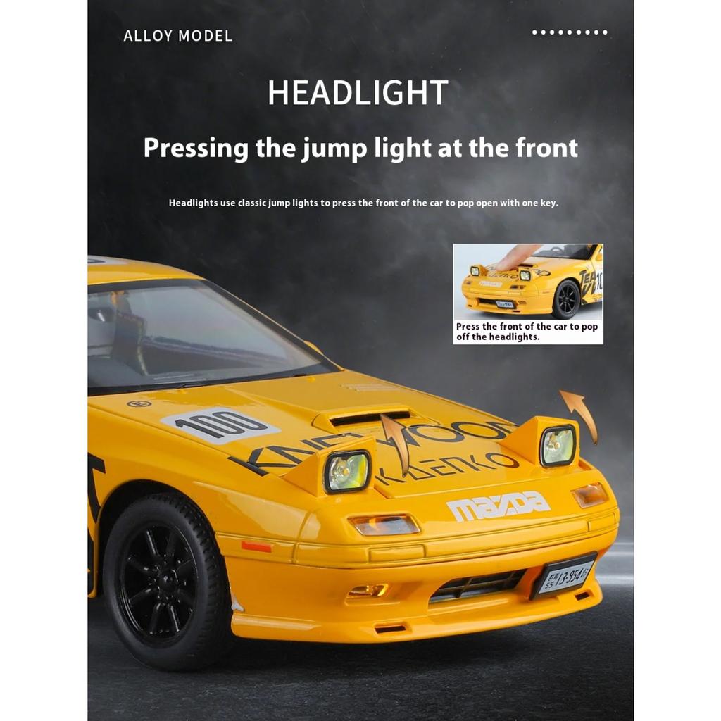 1/24 Mazda RX7 Wersja Wyścigowa Samochód Stopowy Odlewy Ciśnieniowe i Pojazdy Zabawkowe Model Samochodu Miniaturowy Model Samochodu Zabawki dla Dzieci