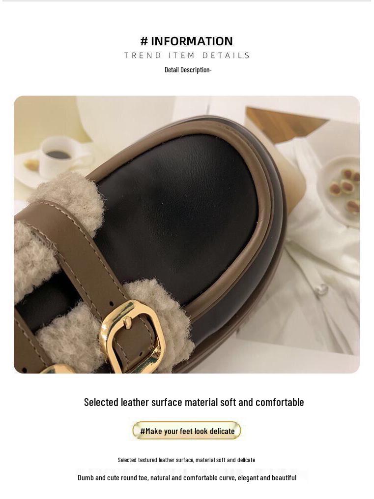 Brand Thick-Soled Leather Height-Increasing Warm Cotton Shoes for Women - Autumn/Winter Japanese Style