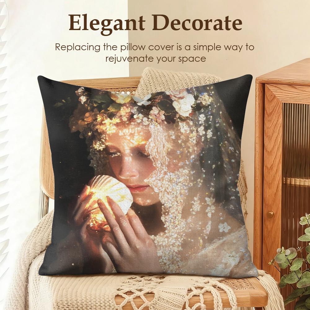 

Retro Cute Wedding Girl Cushion Cover Natural Linen Organic Fabric DoubleSided Printing Sofa Home Decor Gift Pillow Case 30x30cm