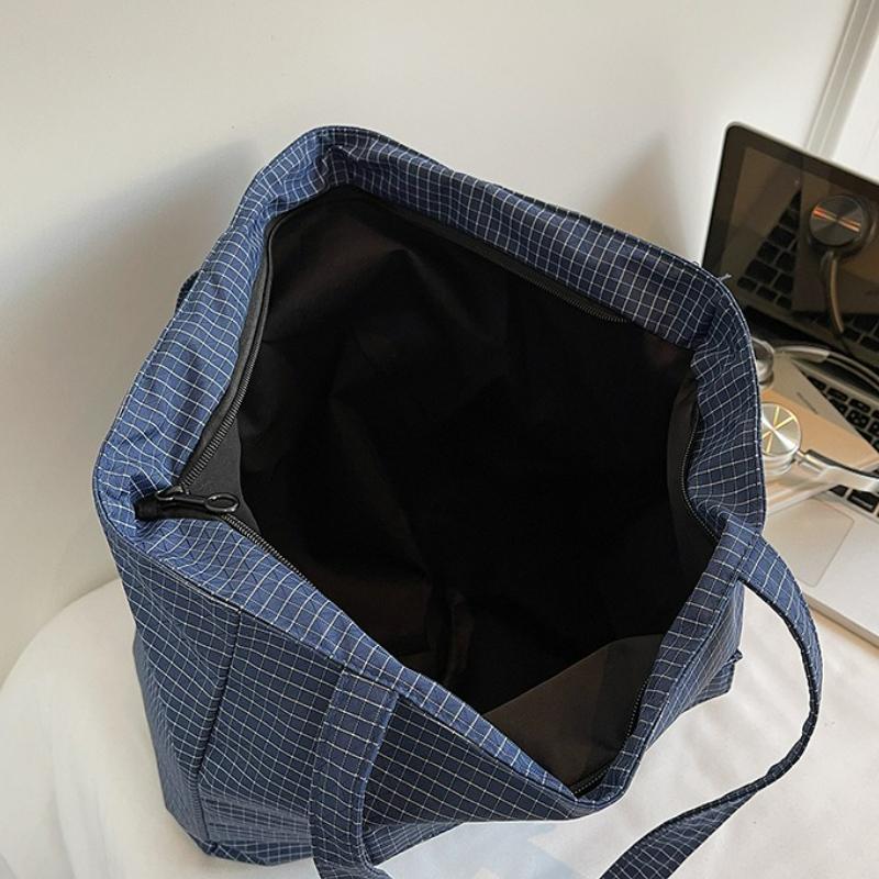 Women Plaid Top Handle Bag Textured Casual and Simple Design Shoulder Bag Large Capacity Casual Tote Bag for Travel School Work