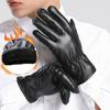 1Pair Men'S Pu Leather Winter Autumn Driving Keep Warm Gloves Fleece Tactical Gloves Black Outdoor Sports Waterproof Mitten