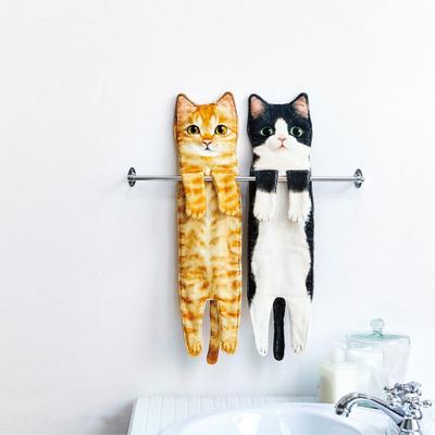 Hand Towel Allergy Free Wide Application Thickened Useful Bathroom Cat Shape Absorbent Face for Washroom