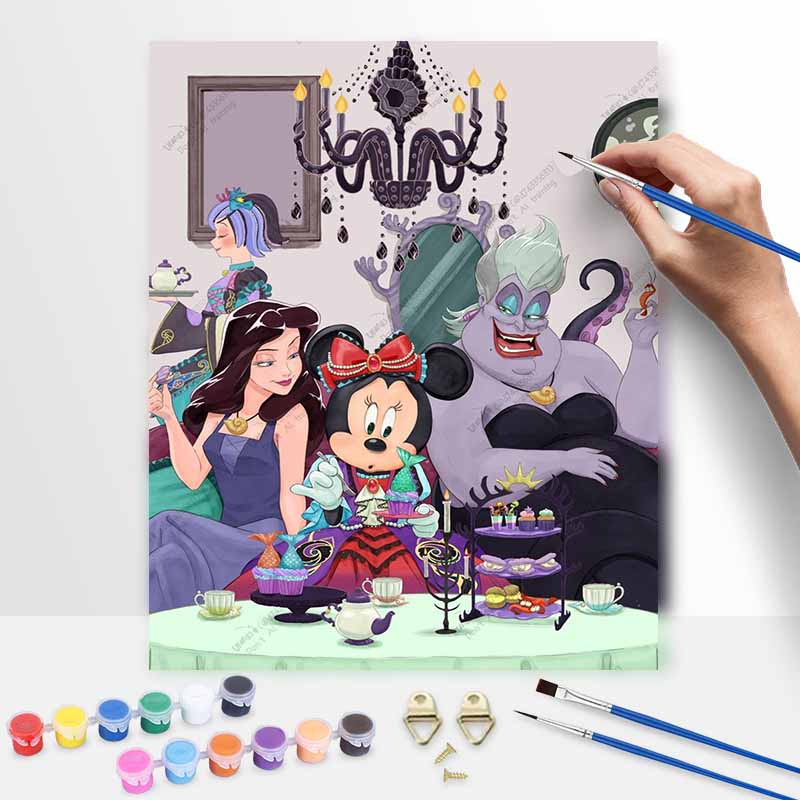 Disney cartoon character afternoon tea oil painting art set handmade diy gift home decoration 20x30cm