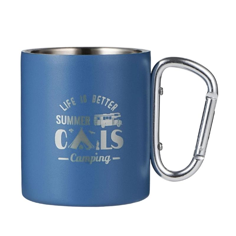Tazza da Caffè in Metallo Leggero per Campeggio all'Aperto Tazza da Viaggio Termica a Doppia Parete Tazza da Campeggio con Manico Durevole