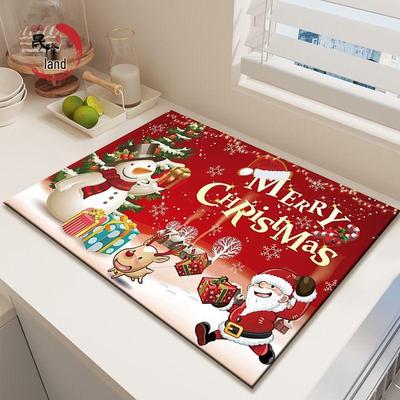 Tappetino Asciugatura Cucina Natale in Terra di Diatomee: Sottopiatto Assorbente per Posate e Piatti, Tappetino Isolante per Piano Cottura e Scrivania