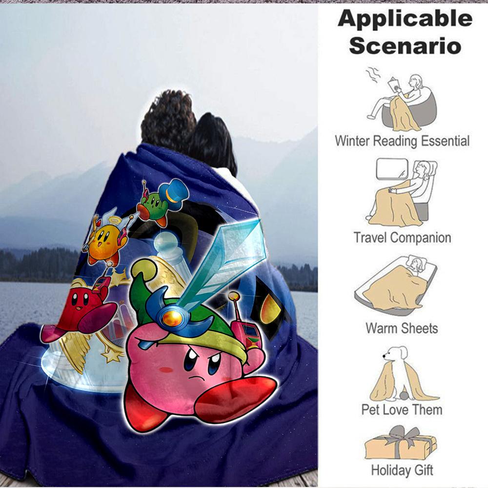 1pc Kirby Flannel Blanket, Soft Skin-Friendly with Digital Printing, Various Sizes Available