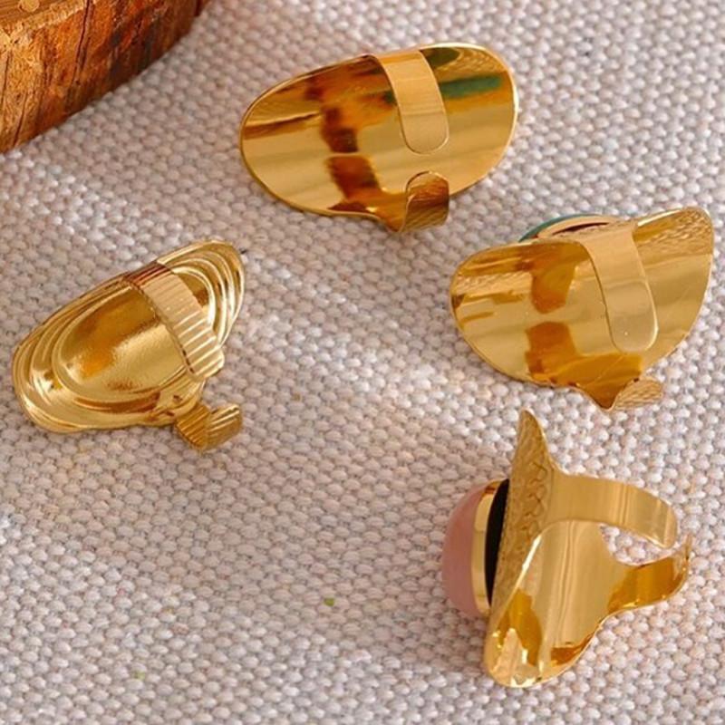 Brass Plated 18K Real Gold Powder Turquoise Open Ring Female Personality Fashion Clerk Ring Female