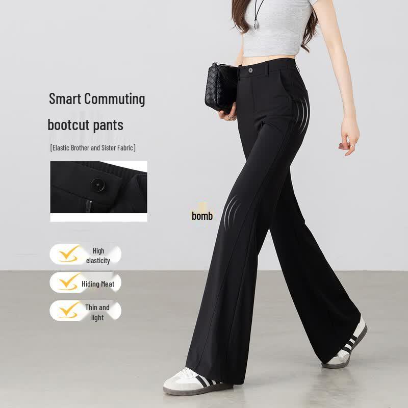 Women s High-Waisted Slim-Fit Flared Commuter Trousers L