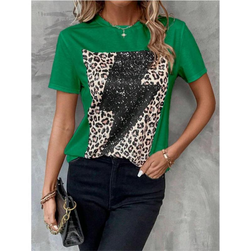 Leopard 3d Printed Kids Adult T-shirt Summer Women's Casual Outdoor Girl Short Sleeve Tees Top Pullover